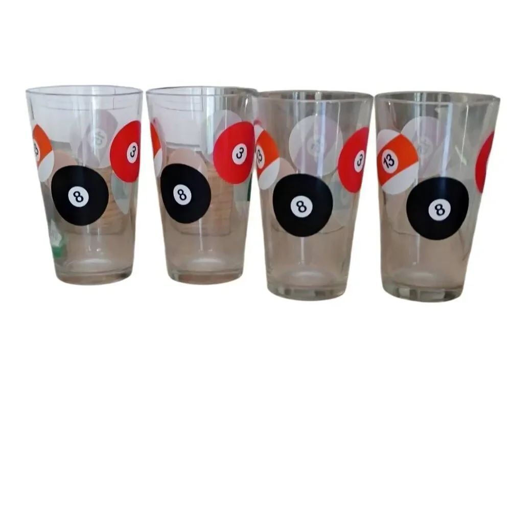 Vintage Eight Ball Billiards Pint Beer Glasses